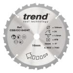 Trend CSB/CC18424T Trend Wood Cordless Mitre Saw Blade 184mm x 16mm x 24T