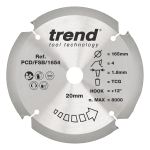 Trend PCD/FSB/1654 Trend PCD Fibre Cement Circular Saw Blade 165mm x 20mm x 4T