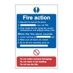Safety Sign 0165 'Fire action' procedure - 200 x 300mm