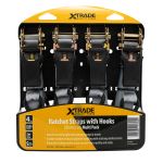XTrade Ratchet Straps with Hooks 25mm × 5m (Pack of 4)