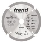 Trend PCD/FSB/1604 Trend PCD Fibre Cement Circular Saw Blade 160mm x 20mm x 4T