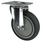 100mm Grey Rubber On Nylon Plate Swivel Castor 100kg Load