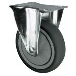 100mm Fixed Grey Rubber On Nylon Plate Castor Wheel 100kg Load