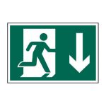 Safety Sign 1529 Running man arrow down - 300 x 200mm