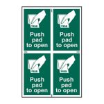 Safety Sign 1533 Push pad to open - 200 x 300mm (Pack of 4)