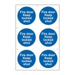 Safety Sign 0153 'Fire door keep locked shut' - 200 x 300mm (Pack of 6)