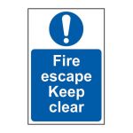 Safety Sign 0158 'Fire escape Keep clear' - 200 x 300mm