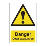 Safety Sign 4103 Non Adhesive 'Danger Deep excavation' - 400 x 600mm
