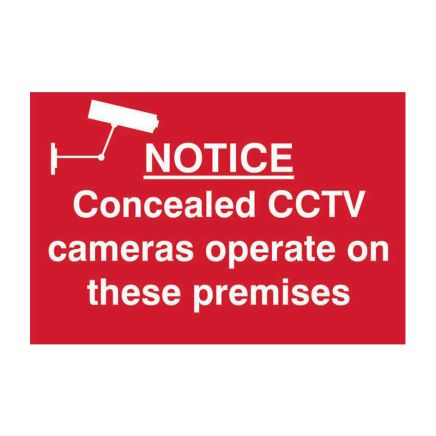 Safety Sign 1607 'Notice concealed CCTV cameras operate on these premises' - 300 x 200mm