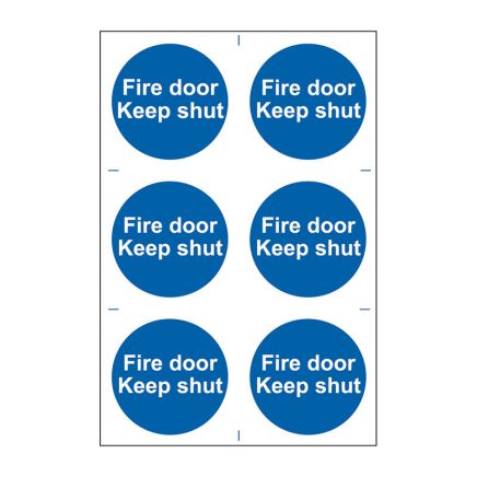 Safety Sign 0151 'Fire door keep shut' - 200 x 300mm (Pack of 6)
