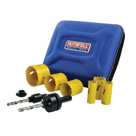 Faithfull Universal Varipitch Holesaw Electrician's Kit, 9 Piece 16-51mm