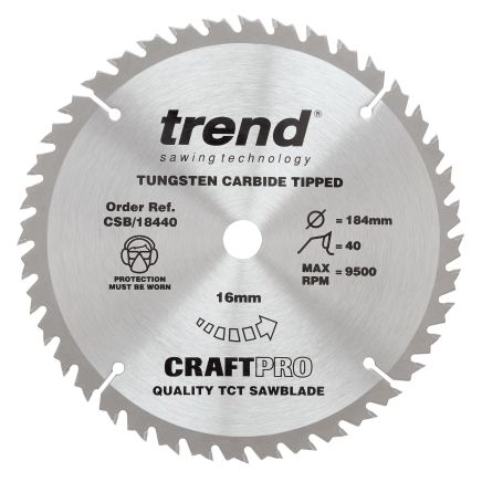 Trend CSB/18440 Trend Wood Circular Saw Blade 184mm x 16mm x 40T