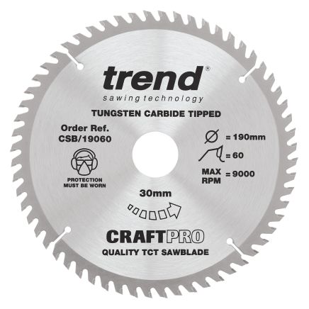 Trend CSB/19060 Trend Wood Circular Saw Blade 190mm x 30mm x 60T