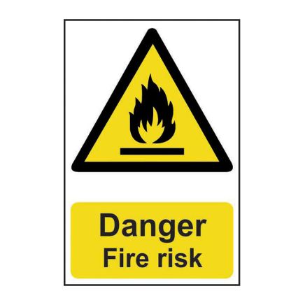 Safety Sign 0900 'Danger Fire risk' - 200 x 300mm