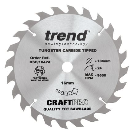 Trend CSB/18424 Trend Wood Circular Saw Blade 184mm x 16mm x 24T