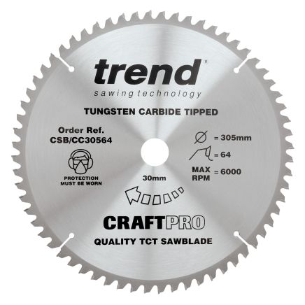 Trend CSB/CC30564 Trend Wood Mitre Saw Blade 305mm x 30mm x 64T
