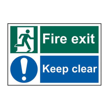 Safety Sign 1540 'Fire exit Keep clear' - 300 x 200mm