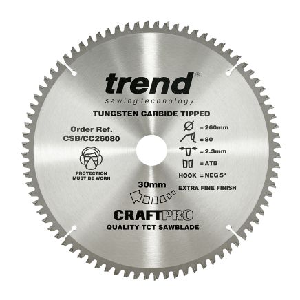 Trend CSB/CC26080 Trend Wood Mitre Saw Blade 260mm x 30mm x 80T
