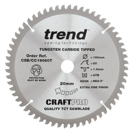 Trend CSB/CC19060T Trend Wood Cordless Mitre Saw Blade 190mm x 20mm x 60T