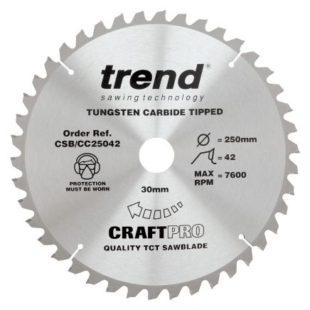 Trend CSB/CC25042 Trend Wood Mitre Saw Blade 250mm x 30mm x 42T
