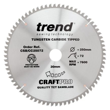 Trend CSB/CC25072 Trend Wood Mitre Saw Blade 250mm x 30mm x 72T