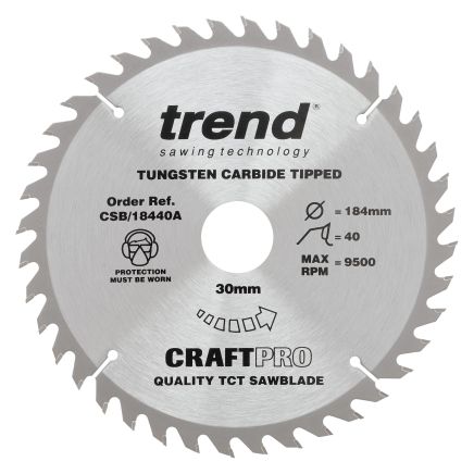 Trend CSB/18440A Trend Wood Circular Saw Blade 184mm x 30mm x 40T