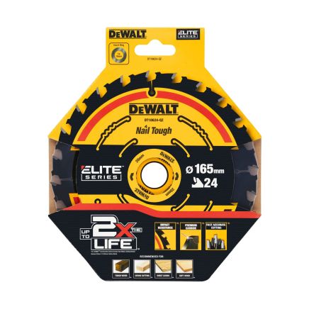 DEWALT DT10624-QZ Elite Series Circular Saw Blade  - 165 mm x 20 mm 24T