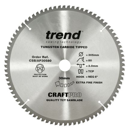 Trend CSB/AP30580 Trend Aluminium/Plastic Circular Saw Blade 305mm x 30mm x 80T
