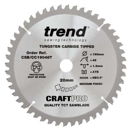 Trend CSB/CC19048T Trend Wood Cordless Mitre Saw Blade 190mm x 20mm x 48T
