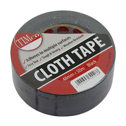 Timco Cloth Tape Black - 50m x 48mm