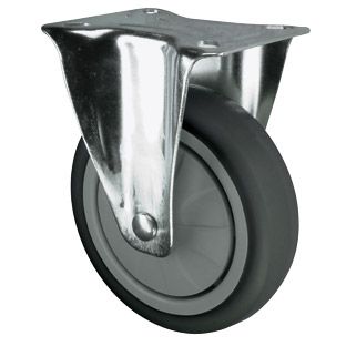 100mm Fixed Grey Rubber On Nylon Plate Castor Wheel 100kg Load