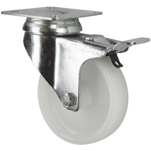 Polypropylene Plate White Swivel Castor Brake