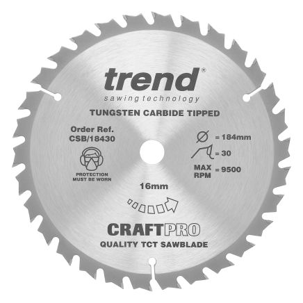 Trend CSB/18430 Trend Wood Circular Saw Blade 184mm x 16mm x 30T
