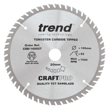 Trend CSB/16552T Trend Wood Cordless Circular Saw Blade 165mm x 20mm x 52T