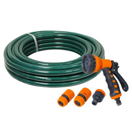 Faithfull PVC Garden Hose 20m with Fittings & Spray Gun