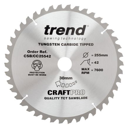 Trend CSB/CC25542 Trend Wood Mitre Saw Blade 255mm x 30mm x 42T