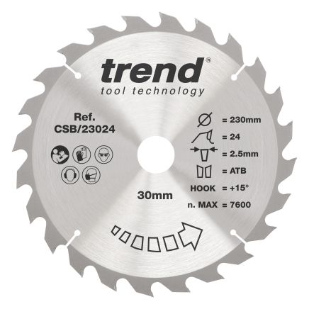 Trend CSB/23024 Trend Wood Circular Saw Blade 230mm x 30mm x 24T