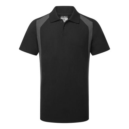 Portwest WX2 Eco Short Sleeve Contrast Polo Shirt Black/ Grey