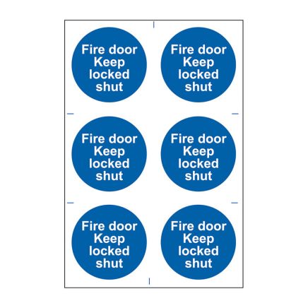 Safety Sign 0153 'Fire door keep locked shut' - 200 x 300mm (Pack of 6)