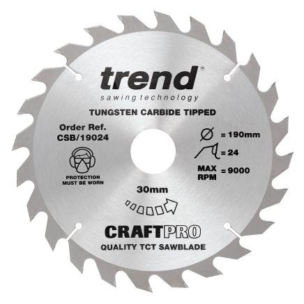 Trend CSB/19024 Trend Wood Circular Saw Blade 190mm x 30mm x 24T