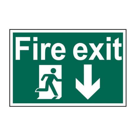 Safety Sign 1503 'Fire exit' running man arrow down - 300 x 200mm