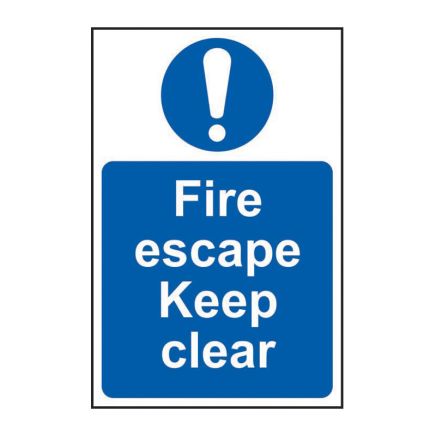 Safety Sign 0158 'Fire escape Keep clear' - 200 x 300mm