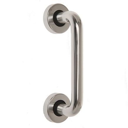 Pull Handle On Rose 6" - Satin Aluminium
