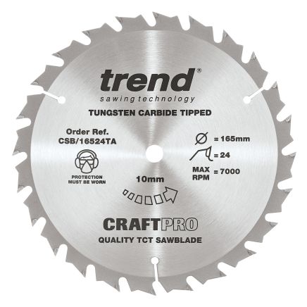 Trend CSB/16524TA Trend Wood Cordless Circular Saw Blade 165mm x 10mm x 24T