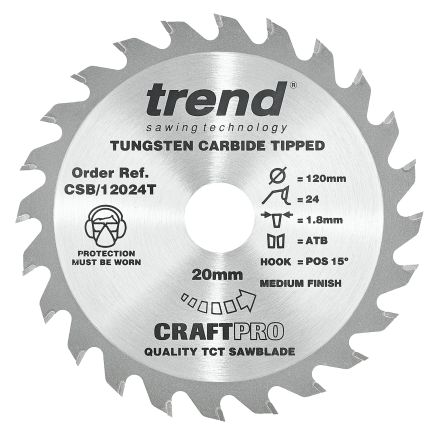 Trend CSB/12024T Trend Wood Cordless Circular Saw Blade 120mm x 20mm x 24T