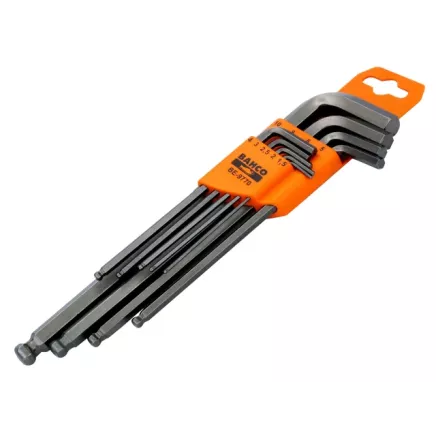 Bahco BE-9770 Metric Long Ball End Hex L-Key Set, 9 Piece