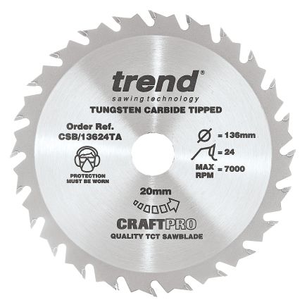 Trend CSB/13624TA Trend Wood Cordless Circular Saw Blade 136mm x 20mm x 24T