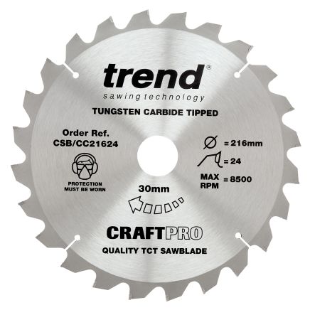 Trend CSB/CC21624 Trend Wood Mitre Saw Blade 216mm x 30mm x 24T