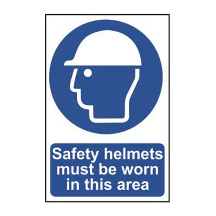 Safety Sign 0002 'Safety helmets must be warn in this area' - 200 x 300mm
