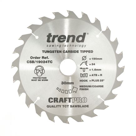Trend CSB/19024TC Trend Wood Cordless ATBR Circular Saw Blade 190mm x 30mm x 24T